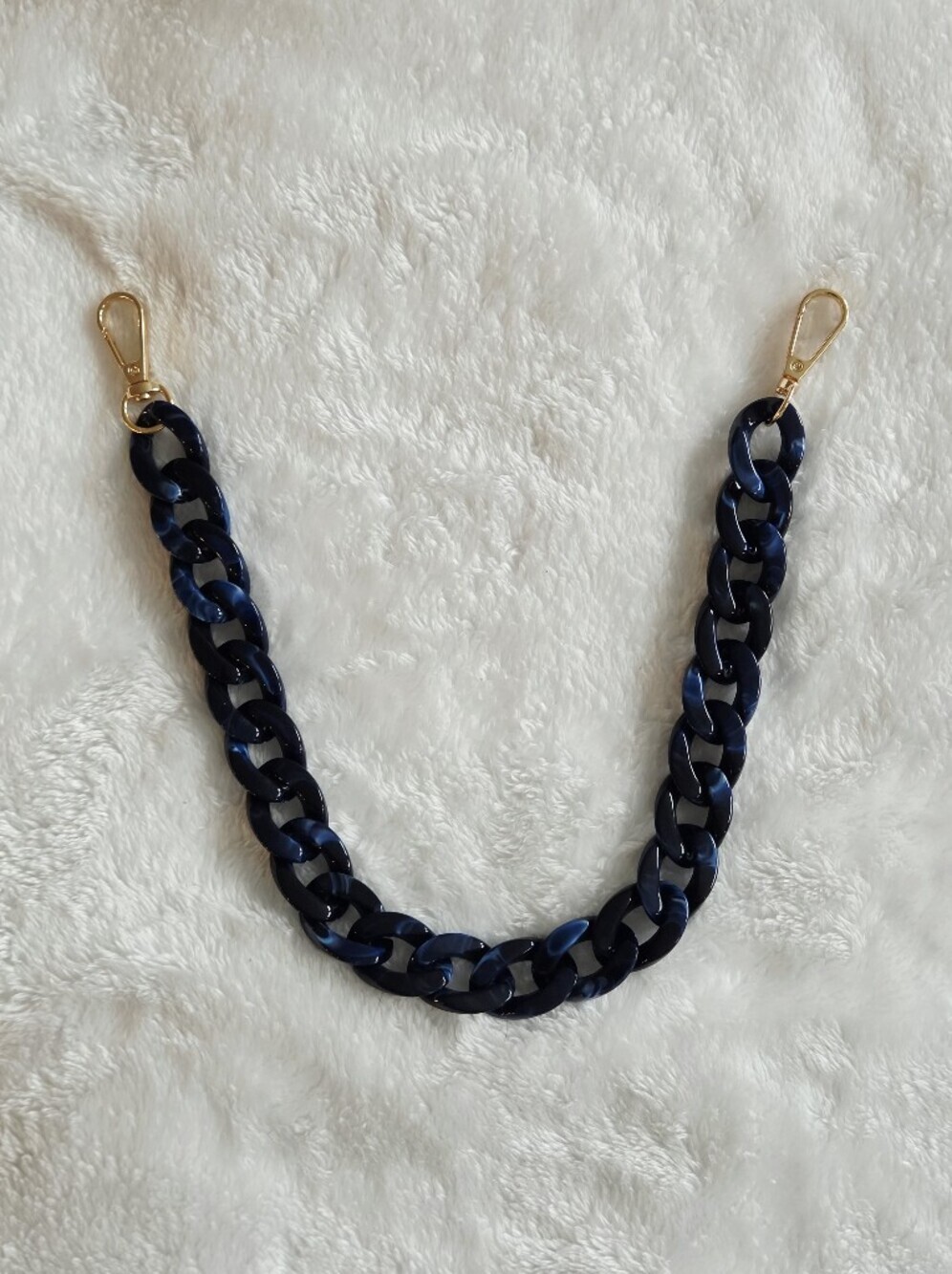 Navy Chain-Link Bag Strap with Gold Hardware Beautiful Bag Chain